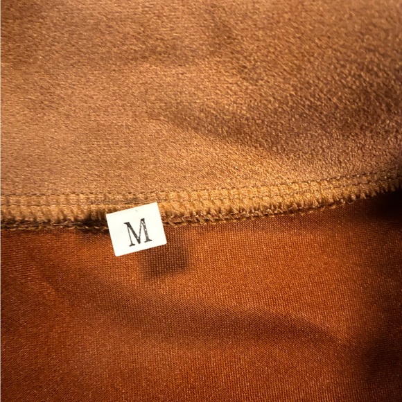 Women's Tan Faux Suede Motorcycle Jacket - Picture 6 of 8